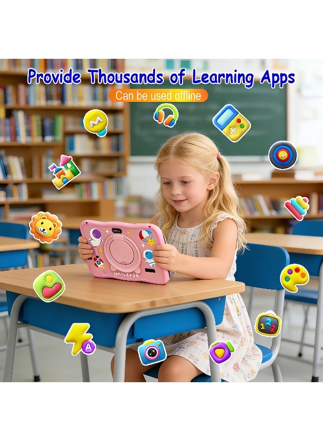 LBMT تابلت للأطفال مقاس 7 بوصات بحافظة مضادة للصدمات، نظام أندرويد 14 وطراز رباعي النواة، تابلت للأطفال بسعة 8GB+128GB مع تحكم أبووي، تابلت تعليمي للأطفال مع واي فاي 5، بلوتوث، كاميرتين، تعليم، ألعاب، للأطفال من عمر 2-12 سنة، مناسب للأطفال (زهري) - Image 5